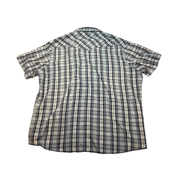 Wrangler Men’s Western Plaid Snap Button Shirt Blue Gray Short Sleeve XXL - Picture 10 of 10
